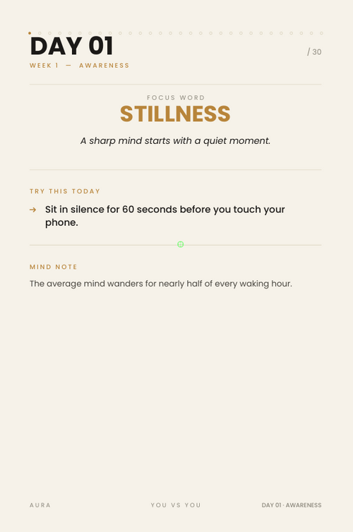 Day 01 — Awareness: Focus Word STILLNESS sneak peek