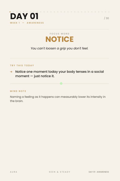 Seen & Steady — A 30 Day Mental Social Confidence Program